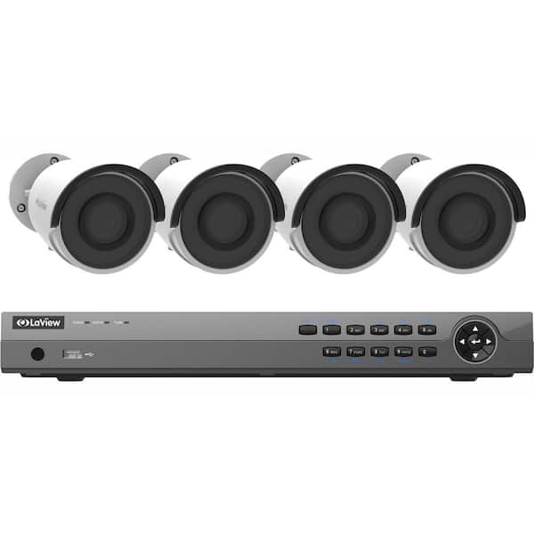 LaView 8-Channel Ultra HD 4K IP PoE NVR Home Security Camera System w/2TB HDD, (4) Wired 8MP IP Bullet Cameras