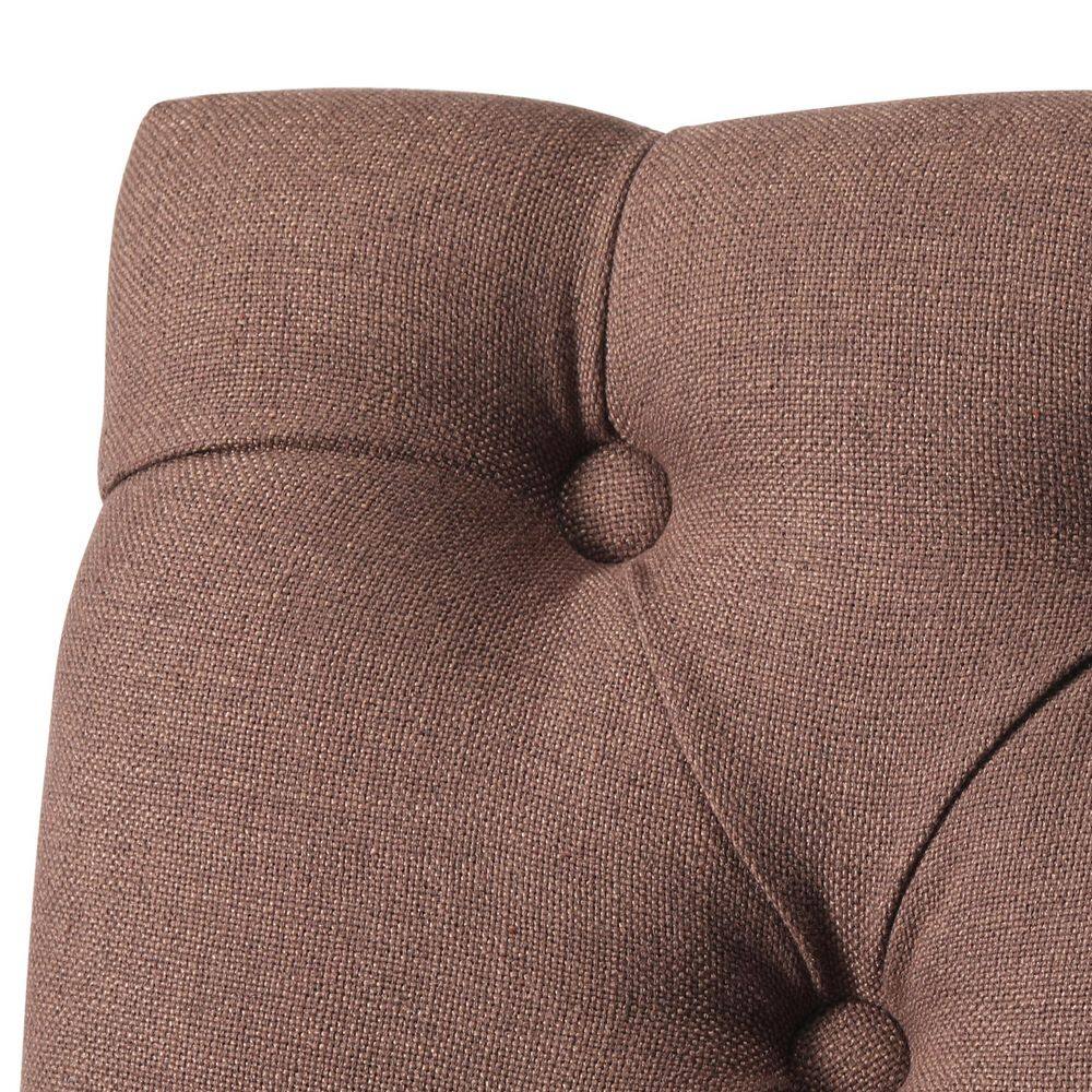 Westin Classic Button Tufted Linen Side Chair in Brown