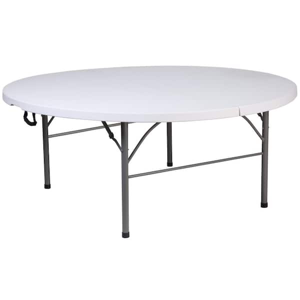 Carnegy Avenue 70.75 in. Granite White Plastic Tabletop Metal Frame Folding Table
