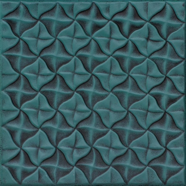 A La Maison Ceilings Granny's Pinwheel Antique Green 1.6 ft. x 1.6 ft. Decorative Foam Glue Up Ceiling Tile (21.6 sq. ft./Case)