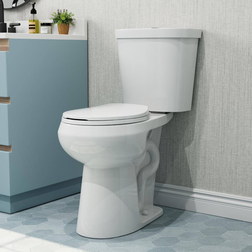 White Vitreous China 21" Tall Round Dual Flush Toilet