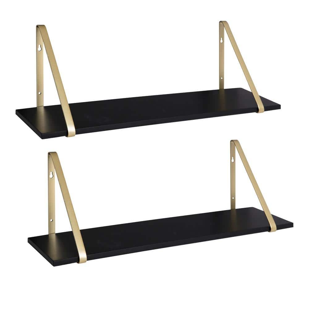 Soho Floating Shelf 24, Black Woodgrain - Athenee Home