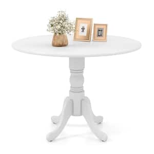 Rubber White Wood 40 in. Pedestal Dining Table Seats 4