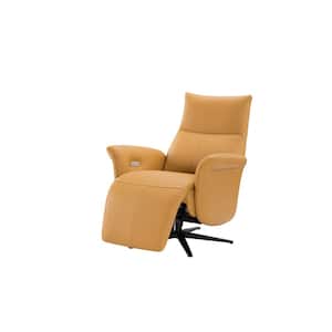 Pomego Premium Full Top Grain Leather Power Recliner In Yellow Color