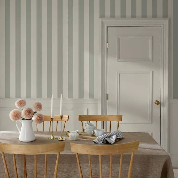 Classic Stripe Green Fennel Seed Wallpaper Sample