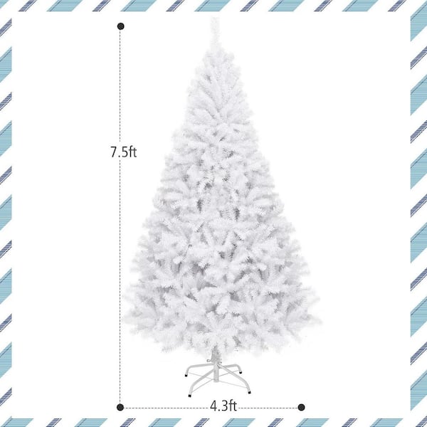 ANGELES HOME 7.5 ft. White Pre-Lit Hinged Artificial Christmas