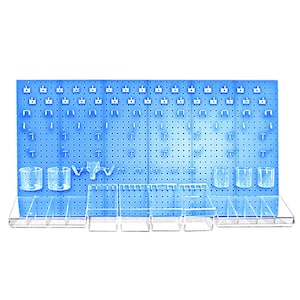 24 in. H x 48 in. W Blue Pegboard Wall Organizer Kit with Hooks and Bins for Garage Tools (125-Piece)