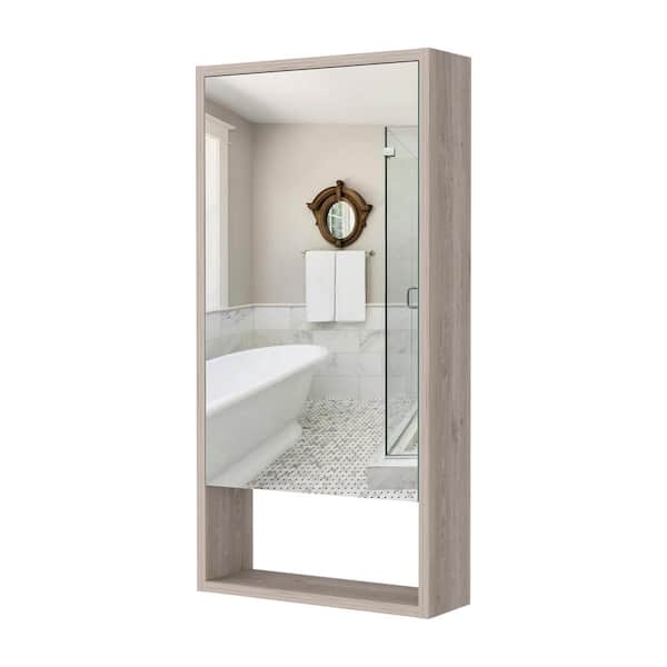 Miscool Anky 17.9 in. W x 35.4 in. H Rectangular MDF Medicine Cabinet with Mirror in Gray