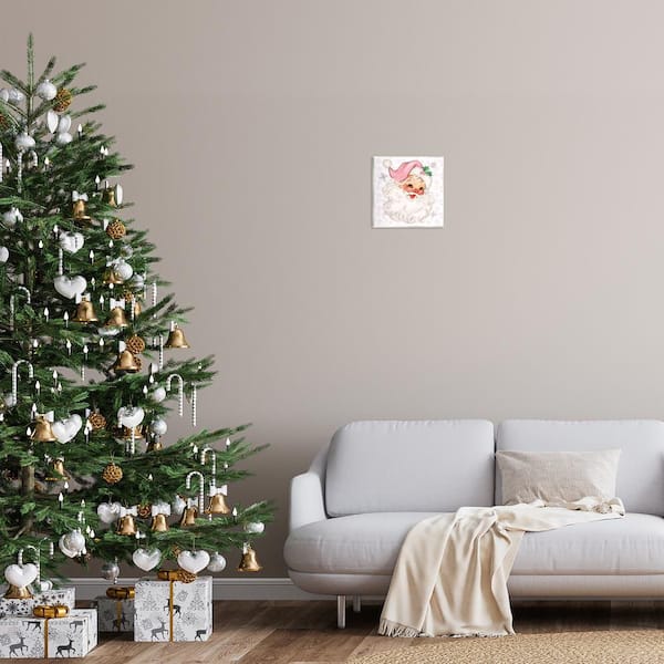 Pastel Vintage Jolly Santa by Mollie B. Unframed Abstract Graphic Art Print 12 in. x 12 in.