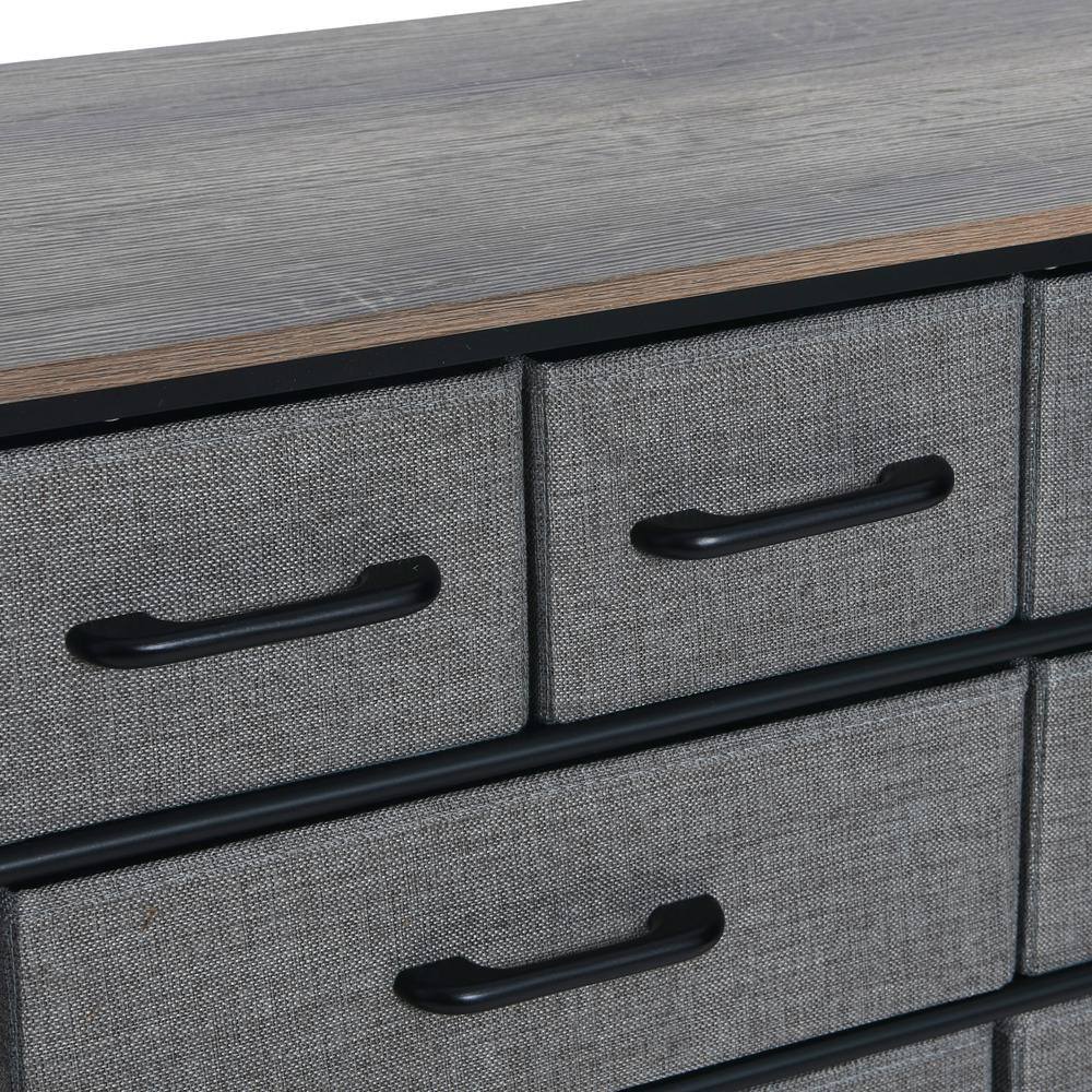 Ashwood Black Metal Frame 8-Drawer Wide Dresser