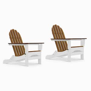 Icon White and Antique Mahogany Recycled Plastic Folding Adirondack Chair (2-Pack)
