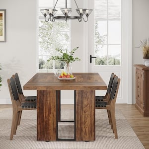 Rustic Wood Finish MDF 70.8 in. Sled Dining Table Seats 6 to 8