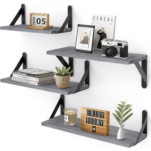 Cubilan 17 in. W x 6.2 in. D x 3.7 in. H in. Gray Decorative Wall Shelf, Set of 4
