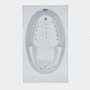 60 in. Acrylic Reversible Drain Rectangular Alcove Air Bath Bathtub in White