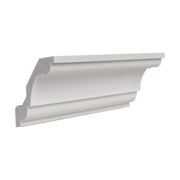 American Pro Decor 2-1/2 in. x 2-1/2 in. x 6 in. Long Plain Recycled Polystyrene Crown Moulding Sample