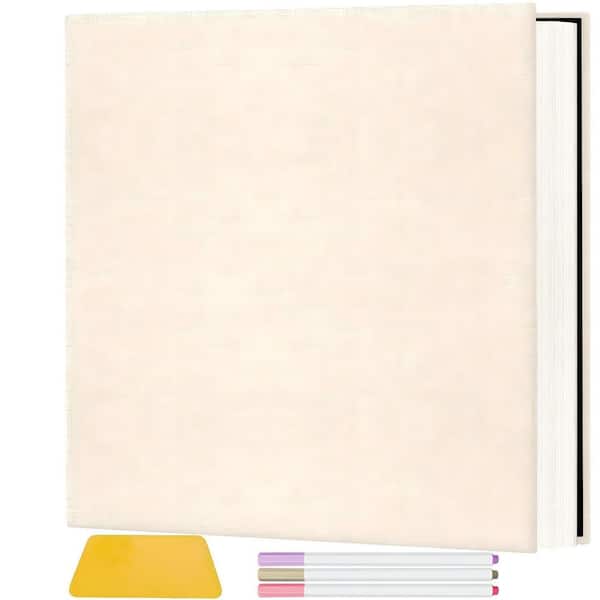 60-Pages Magnetic Scrapbook Albums with Sticky Page, Large Picture Book Ideal Gift for Family, Wedding and Baby, Beige