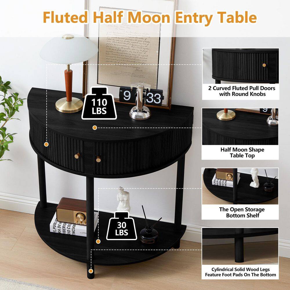 14.37 in. Natural Semi-Circle Wood End Table - thumbnail 9