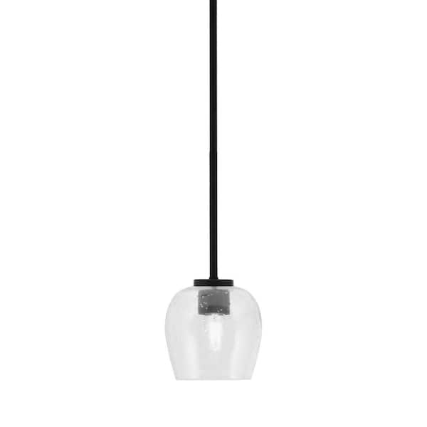 Unbranded Elonia 100-Watt 1 Light Matte Black Stem Mini Pendant Light with 5 in. Graphite Oval Metal Shade Shade