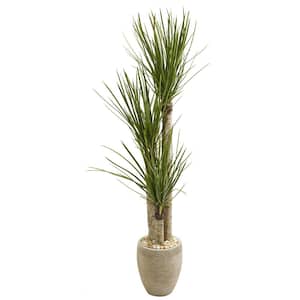 64 in. Indoor Artificial Yucca Tree in Sand Colored Planter