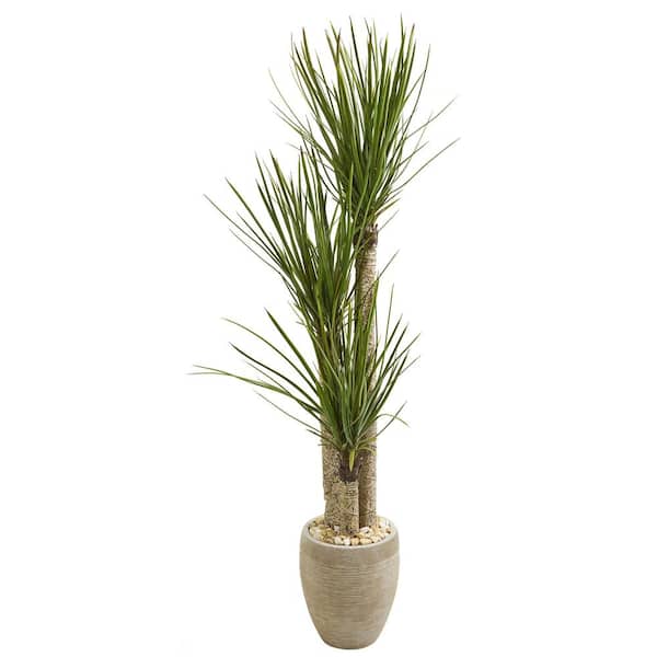 Nearly Natural 64 in. Indoor Artificial Yucca Tree in Sand Colored Planter