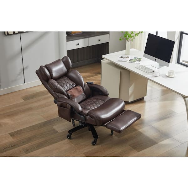 Cressida Faux Leather Upholstered Swivel Office Chair in Brown with Adjustable Height and Wheels
