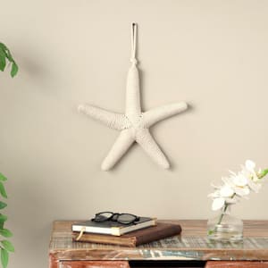 13 in. x 13 in. Jute Rope Cream Handmade Wrapped Starfish Wall Decor with Hanging Rope
