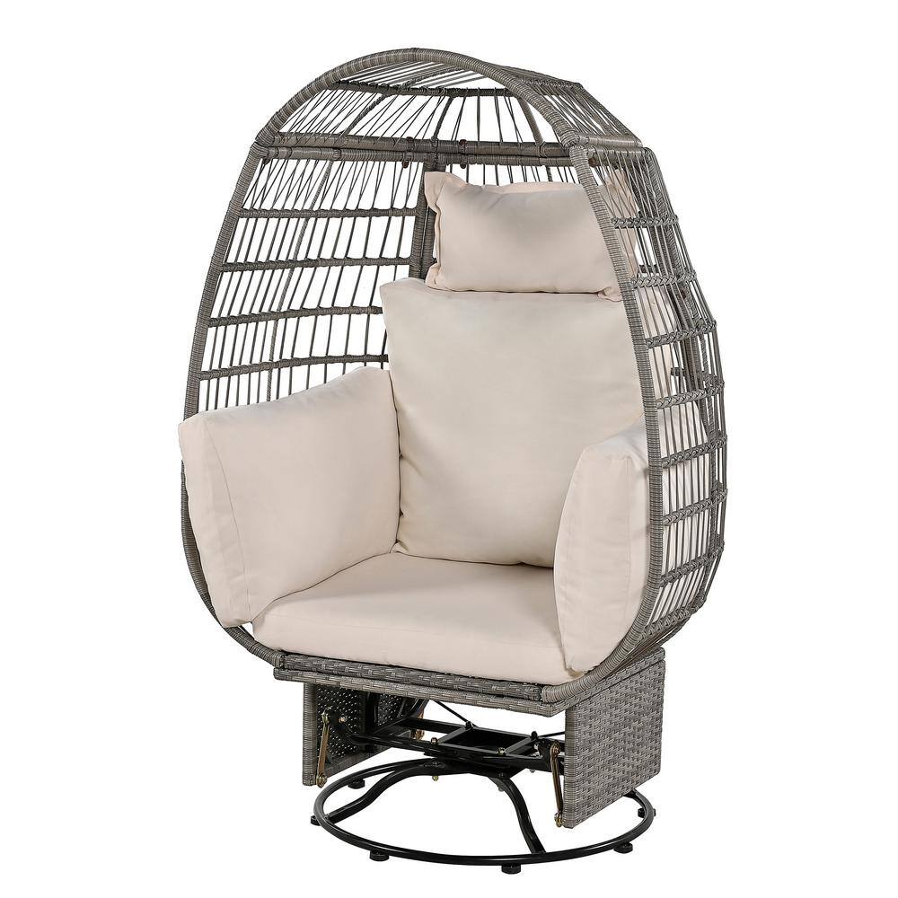 Harper & Bright Designs 360° Swivel Function Gray Wicker Outdoor ...