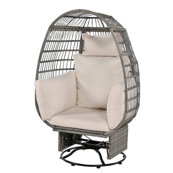 Harper & Bright Designs 360° Swivel Function Gray Wicker Outdoor ...