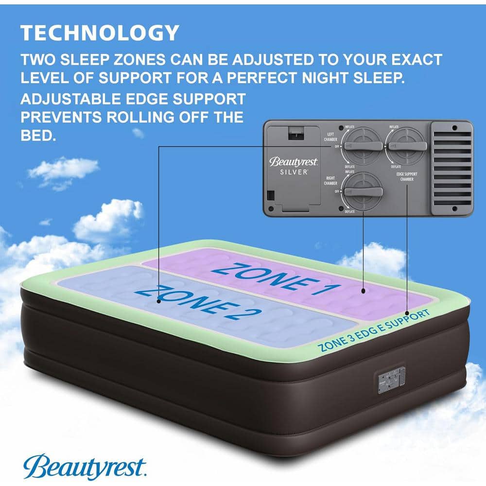 Duet 18" Queen Brown Vinyl Air Mattress with Built-in Pump