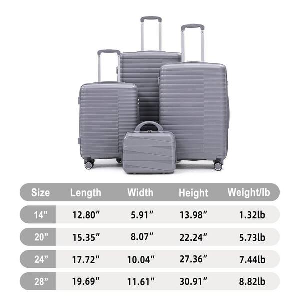 LIVACA 4-Piece Light Gray Waterproof Polypropylene Hardside