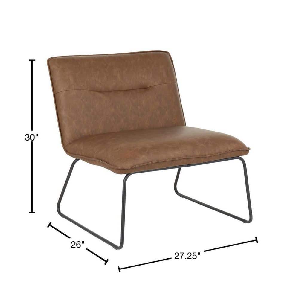 Espresso Faux Leather Industrial Slipper Chair with Metal Legs