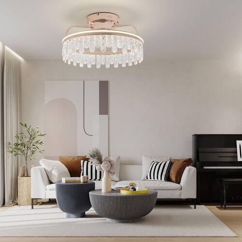 19.68 in. Indoor Gold Modern 6-Speed Reversible Ceiling Fan with 3-Color Integrated LED and Remote Ceiling Fans With Lights