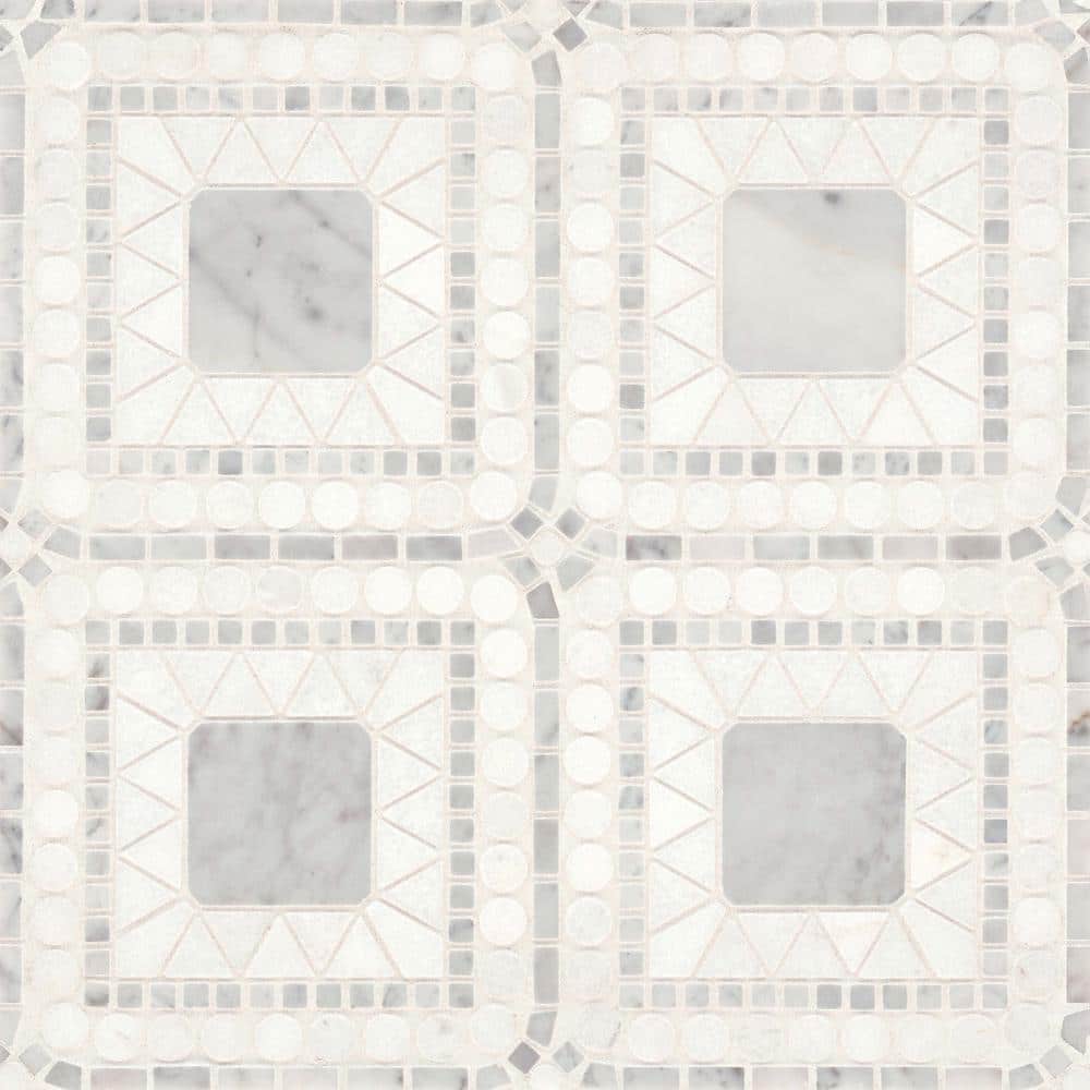 Sample-Atrium 15 in. x 15 in. Honed White Carrara/White Thassos Marble Mosaic Subway Tile price history on PriceWatchPro