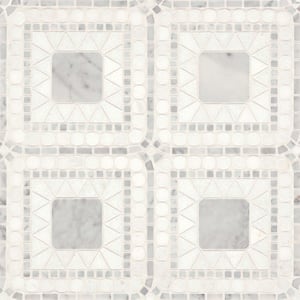 Atrium Square 15 in. x 15 in. Honed White Carrara/White Thassos Marble Mosaic Tile (8.6 sq. ft./Carton)