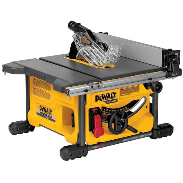 FLEXVOLT 60-Volt MAX Li-Ion Cordless Brushless 8-1/4 in. Table Saw Kit with Bonus FLEXVOLT Li-Ion 6.0 Ah Battery Pack FLEXVOLT 60-Volt MAX Li-Ion Cordless Brushless 8-1/4 in. Table Saw Kit with Bonus FLEXVOLT Li-Ion 6.0 Ah Battery Pack