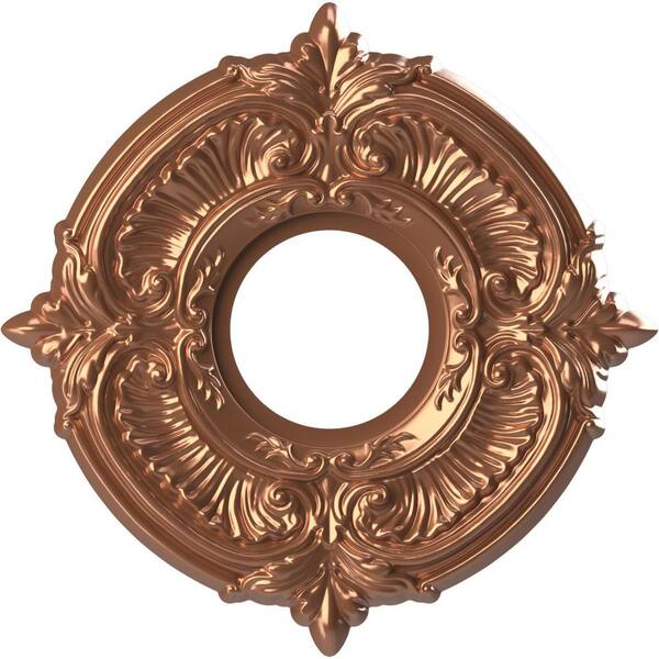 Ekena Millwork 10" OD x 3-1/2" ID x 3/4" P Attica Thermoformed PVC Ceiling Medallion Fits Canopies up to 4-1/8", Bright Coat Rose Gold