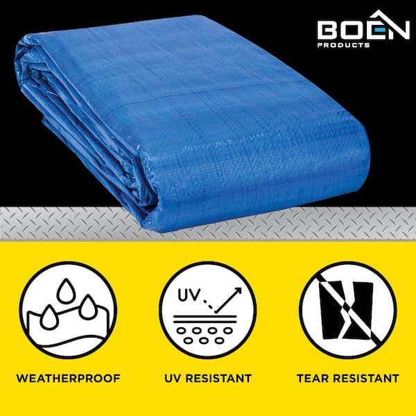 Heavy Duty Blue Poly Tarp Cover 20 ft. W x 30 ft. L Waterproof, Tarpaulin