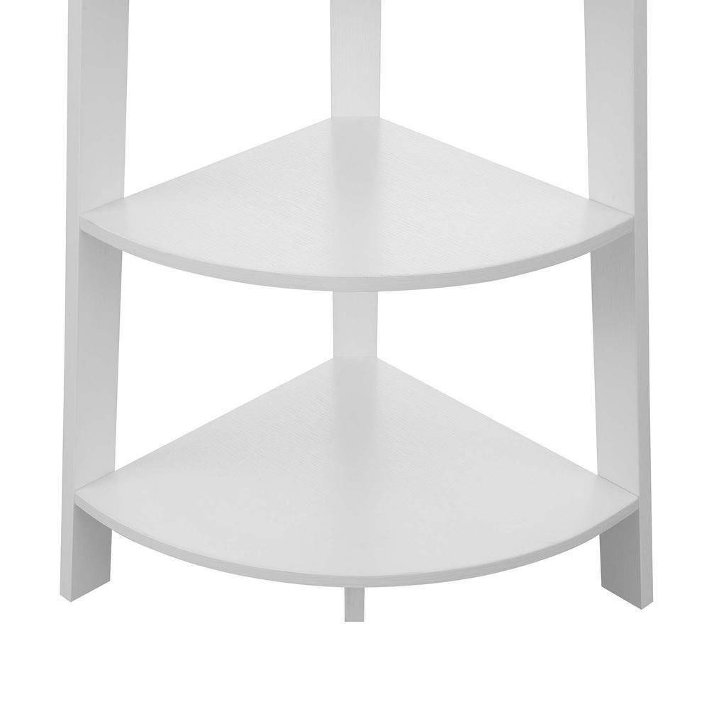 White 5-Tier Corner Bookcase with Wide Shelves