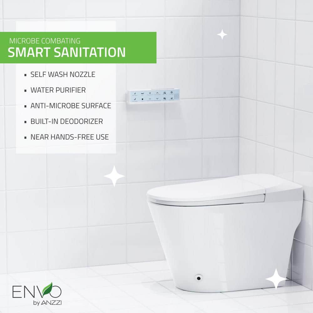 White Elongated High Efficiency Smart Toilet Bidet