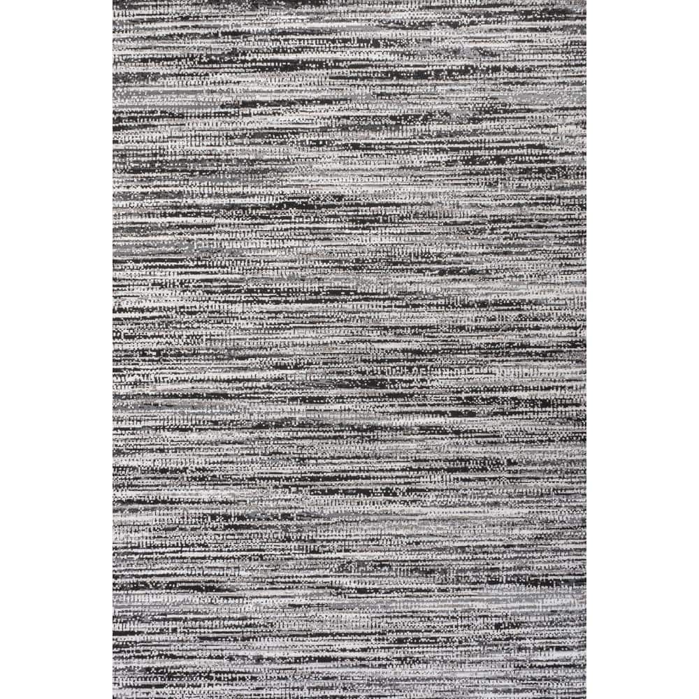 Black and Gray 8' x 10' Stripe Synthetic Area Rug