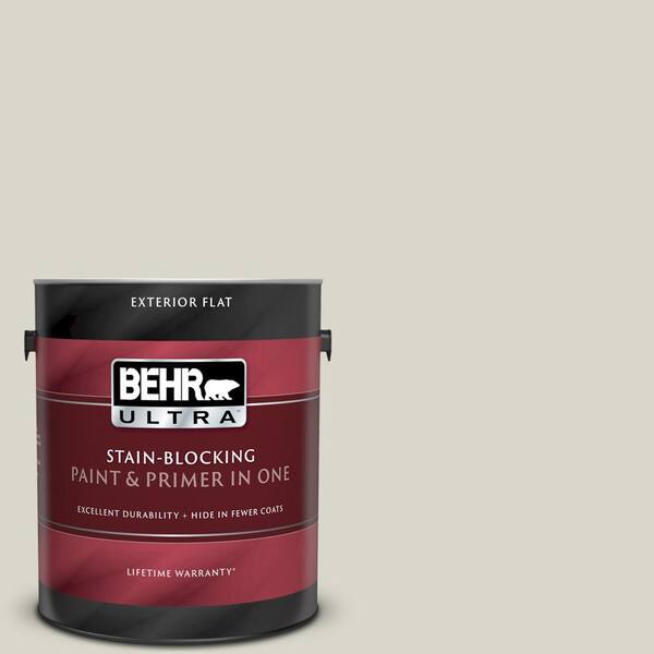 BEHR ULTRA 1 gal. #UL200-9 Silver Moon Flat Exterior Paint and Primer in One