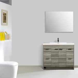 Lugano 42 in. W x 19 in. D x 36 in. H Single Bath Vanity in Ash with White Acrylic Top and White Integrated Sink