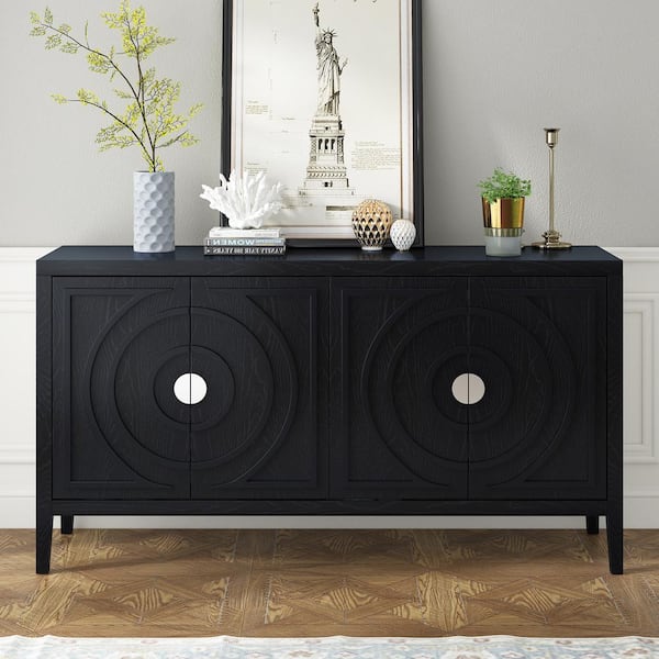 Boosicavelly Black and MDF and Oak Veneer 60 in. Sideboard with ...