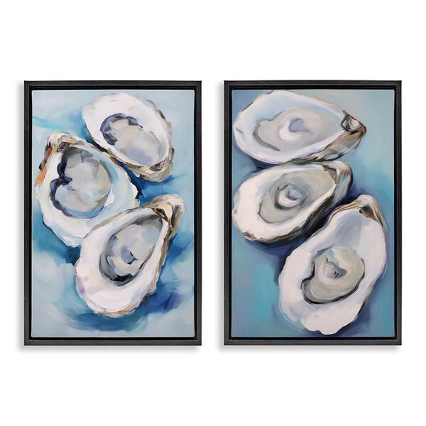 Oysters on the Half Shell by Petal Prints Design 2 Piece Black Floater Frame Coastal Graphic Art Print 25 in. x 17 in.