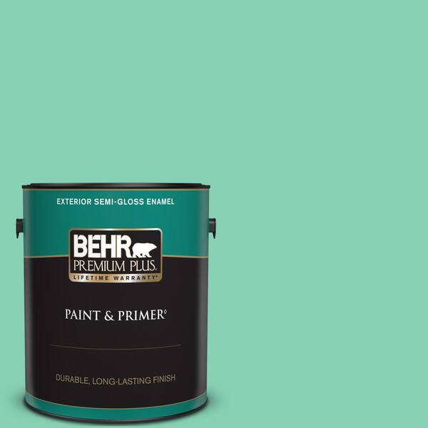 BEHR PREMIUM PLUS 1 gal. #P420-3 Tropical Trail Semi-Gloss Enamel Exterior Paint & Primer