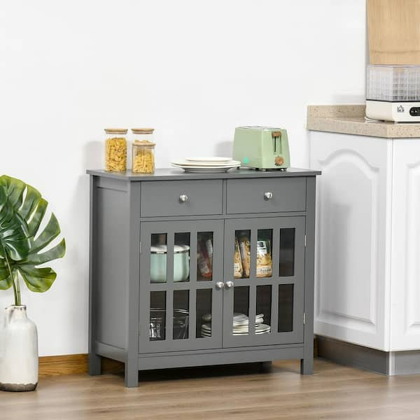 HOMCOM Modern Kitchen Sideboard Stackable Storage Cabinet Sliding