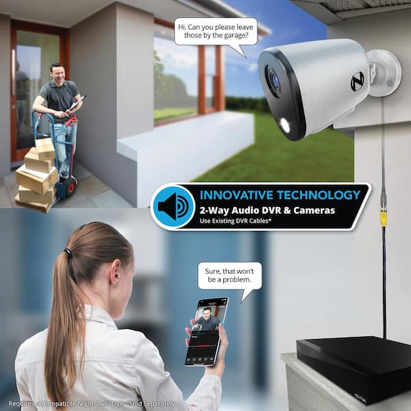 Night Owl - Indoor Wi-Fi IP Plug in 3MP Deterrence Camera with Pan, Tilt and 2-Way Audio - White