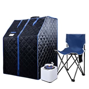 1-Person Black Portable Steam Sauna Personal Sauna With folding chair