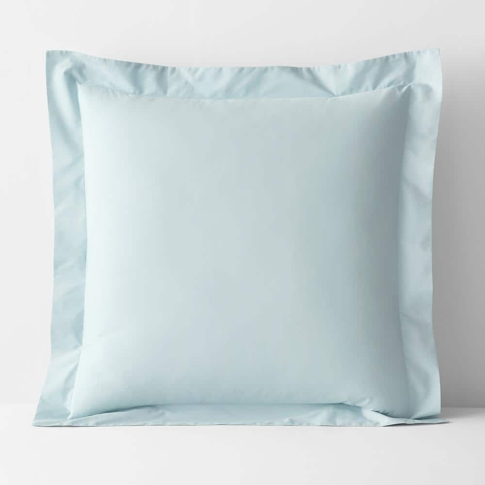 The Company Store Company Cotton Pale Blue Solid 300-Thread Count Cotton Percale Euro Sham