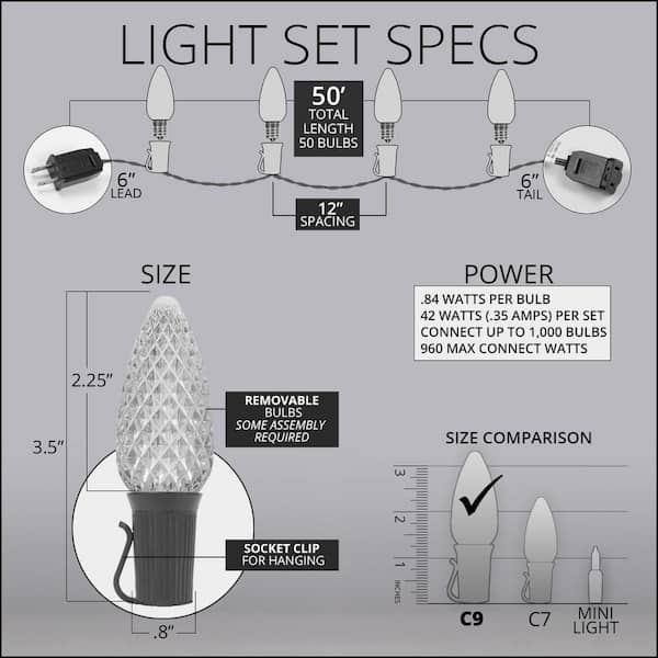 SuperBright 16 ft. 25-Light LED Green C9 String Light Set 20347 - The Home  Depot